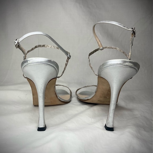 Manolo Blahnik silver strappy heals - Picture 2 of 4